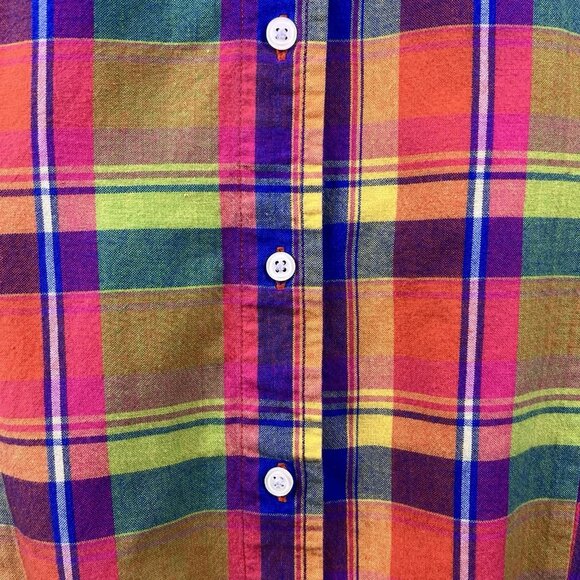 Carolina Colours Women’s 22W 3X Plaid Button Up Shirt Multi-Color Short Sleeve - Picture 15 of 15